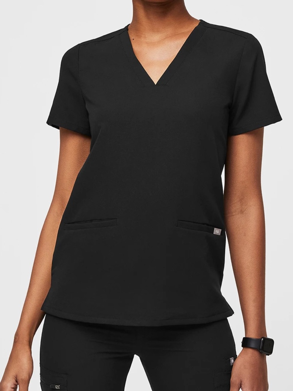 FIGS Casma Three-Pocket Scrub Top Black Size XXS